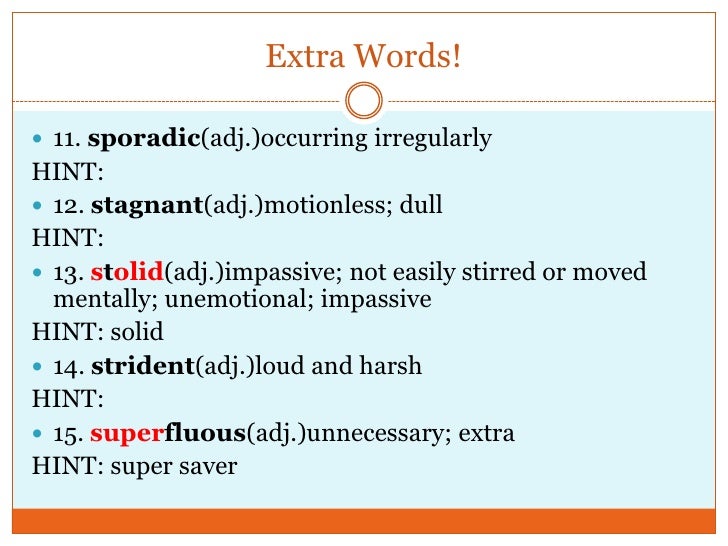 English I Honors Vocab 6
