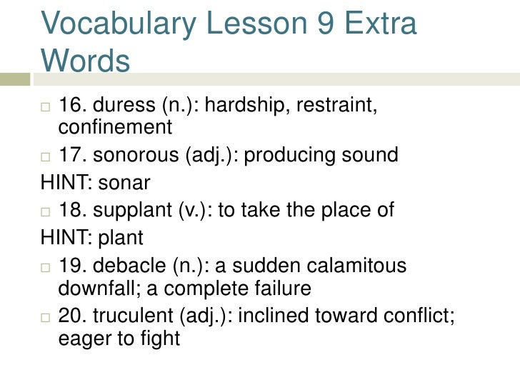 English III Honors Vocab 9