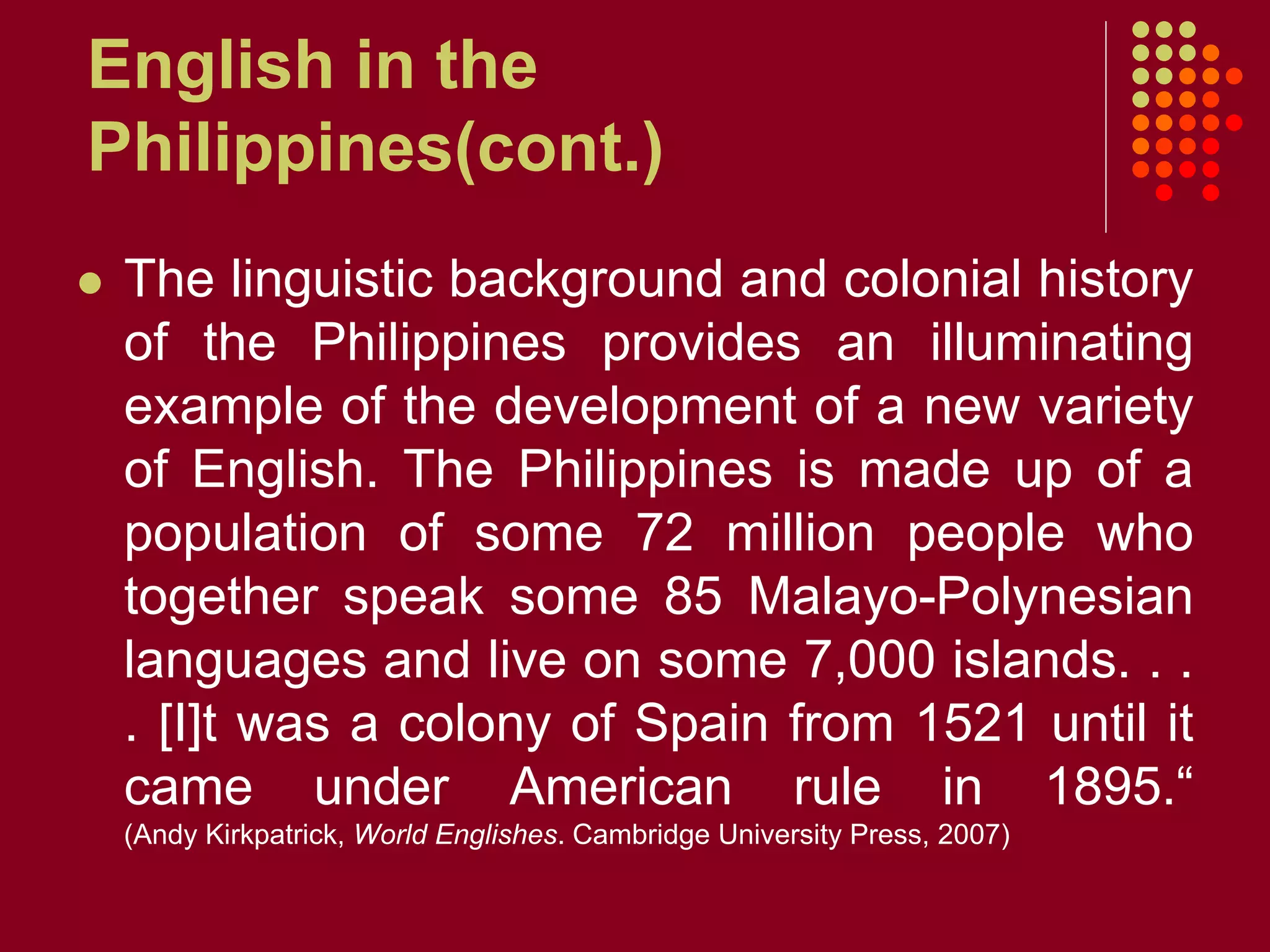 Development of English in the Philippines | PPTX