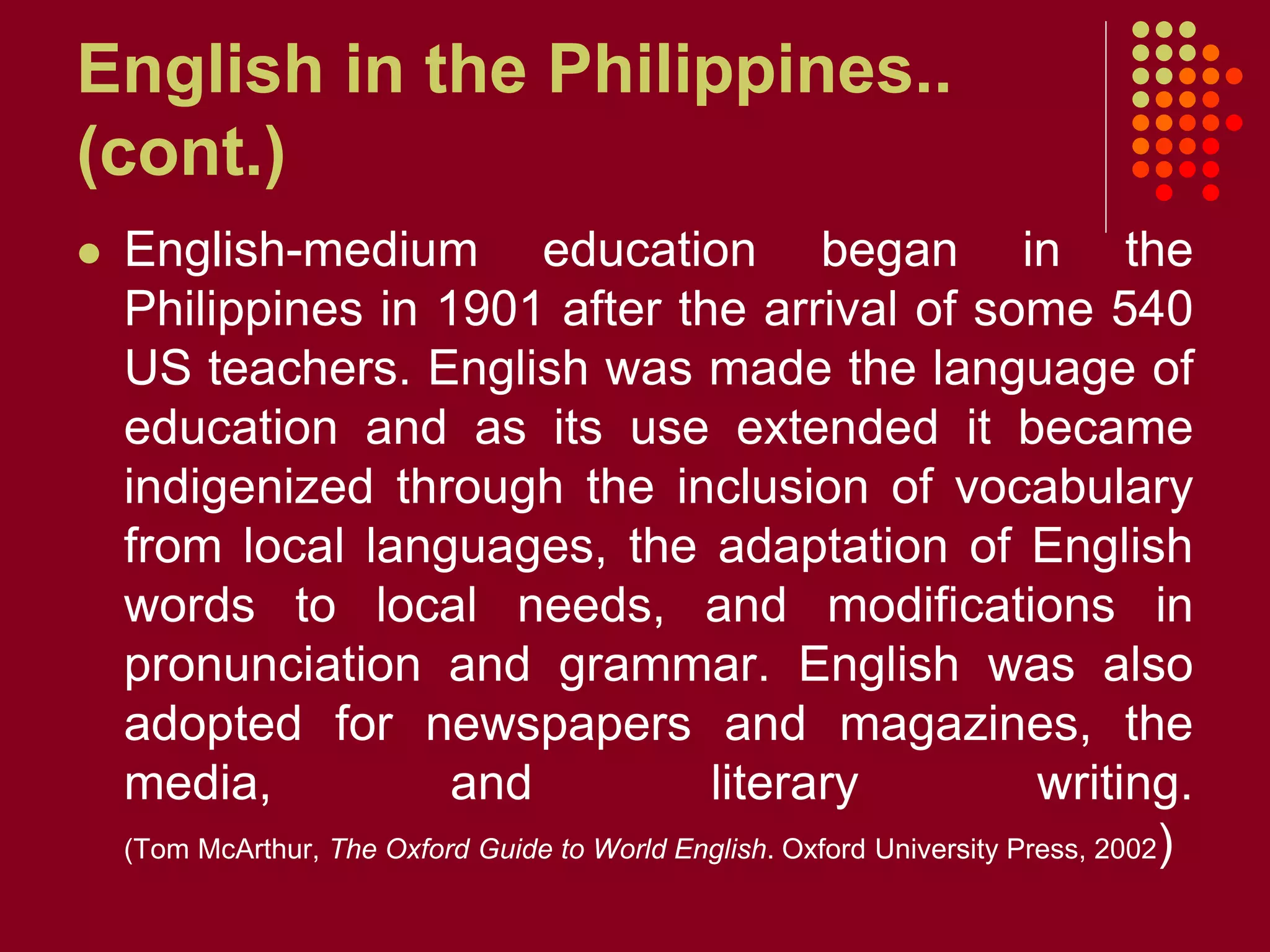 Development of English in the Philippines | PPTX