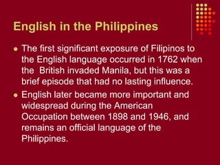Development of English in the Philippines | PPTX