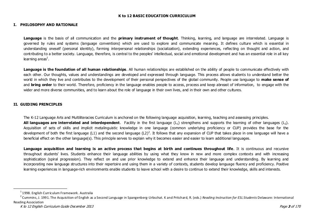 ENGLISH k 12 Curriculum Guide