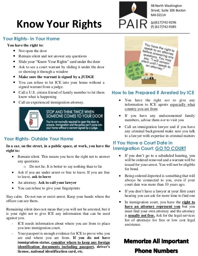 Know Your Rights Handout (English)