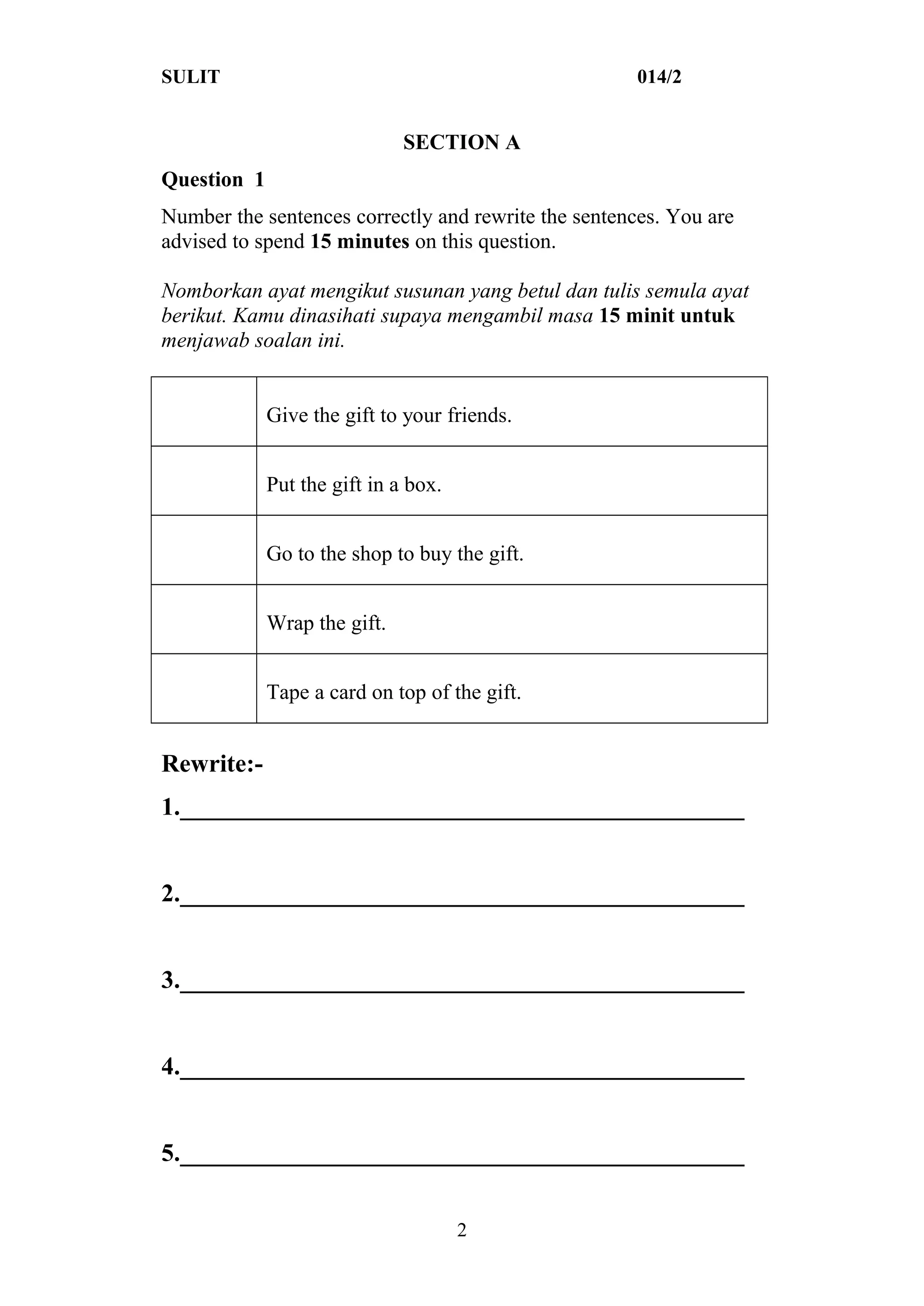 English language kssr year 4 paper 2 | PDF