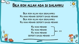 Bila roh allah ada di dalamku
Bila roh allah ada didalamku
Ku kan menari seperti daud menari
Bila roh allah ada didalamku
Ku kan menari seperti daud menari
Ku kan menari
Ku kan menari
Ku kan menari
seperti daud menari
2 X
 