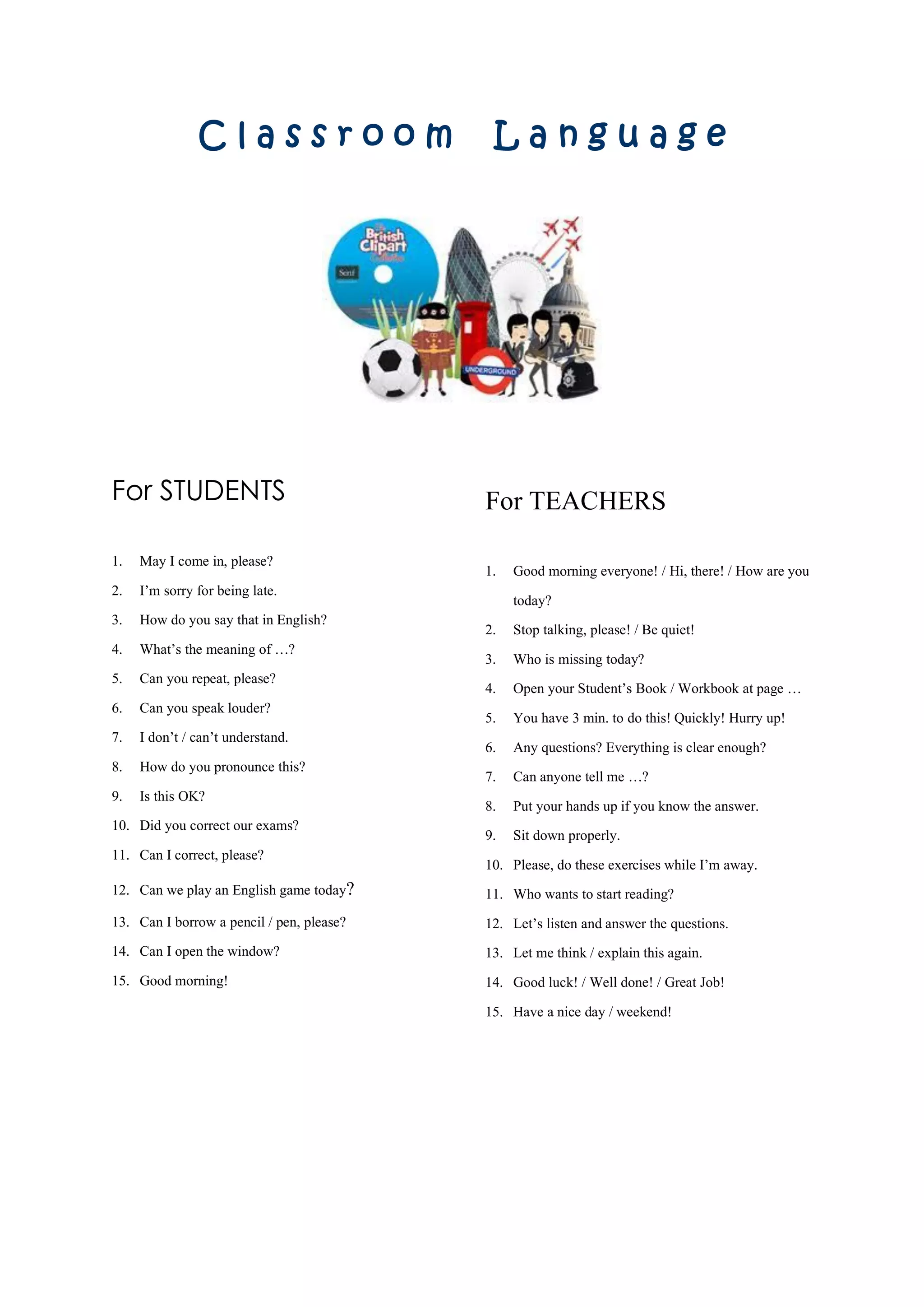 English language in classroom | PDF