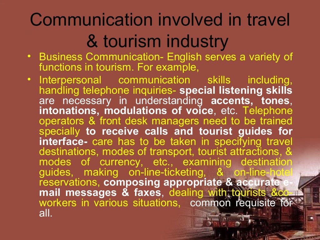 English language skills for travel and tourism