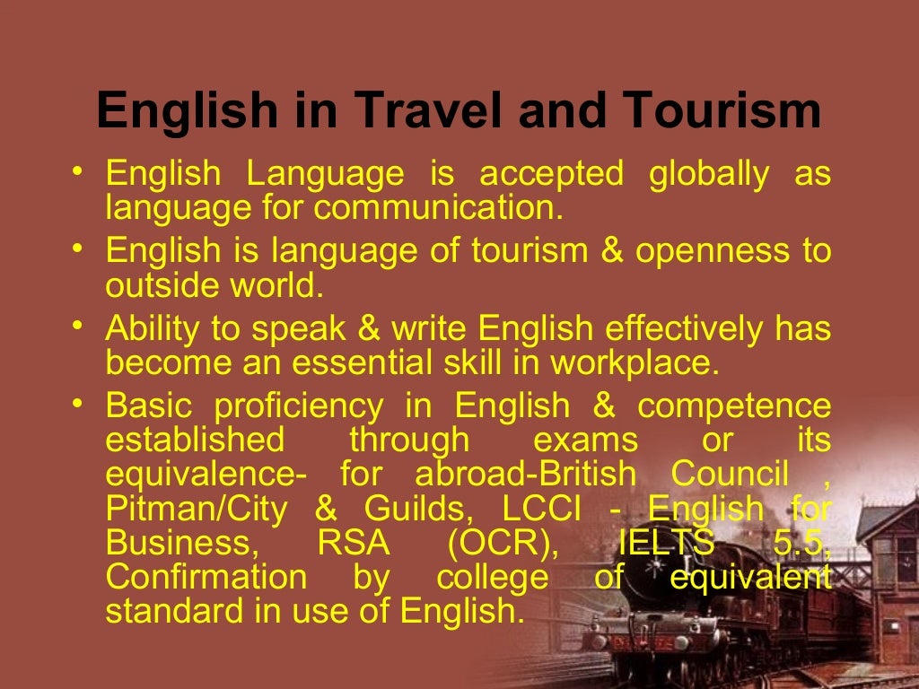 English language skills for travel and tourism