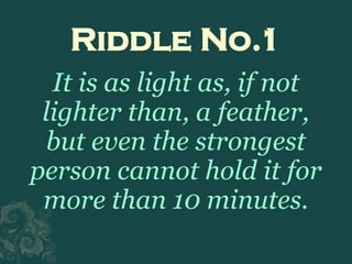 Challenging and Thought-Provoking Riddles to Stimulate Your Mind | PPTX