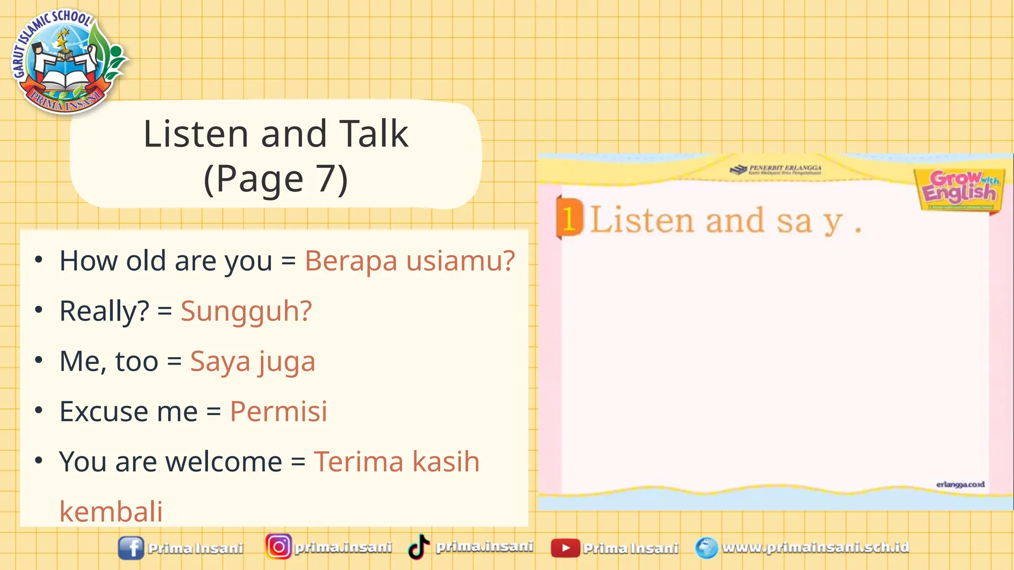 English Lesson 1 about ask and tell names, ask and tell age | PPTX