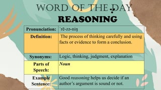 Mastering Sound Reasoning: Evaluating Claims and Evidence in English 9 ...