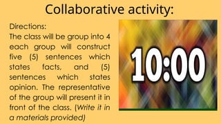 ENGLISH LESSON FACTS AND OPINION .pptx