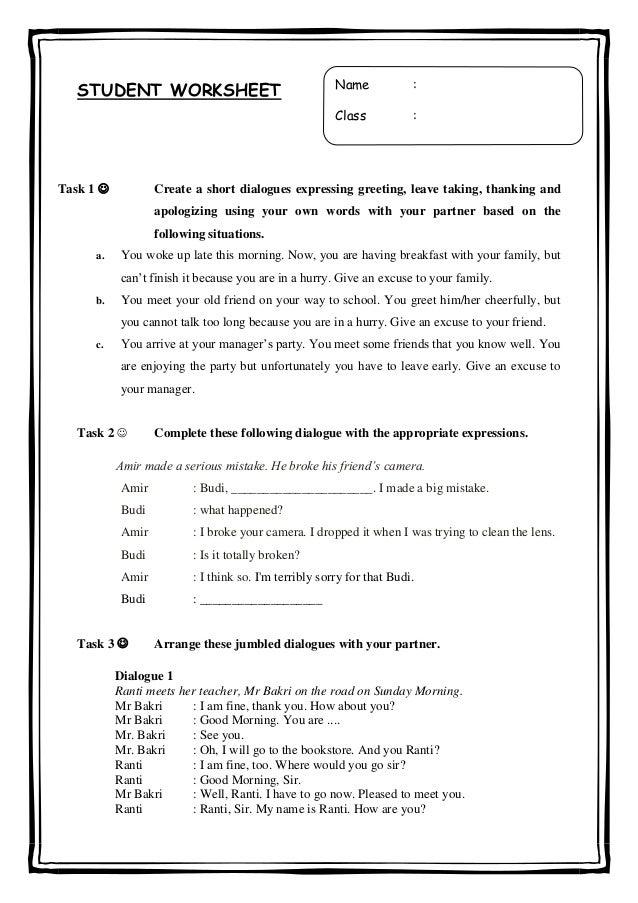 worksheet letter apology kd English plan lesson 1.1.1
