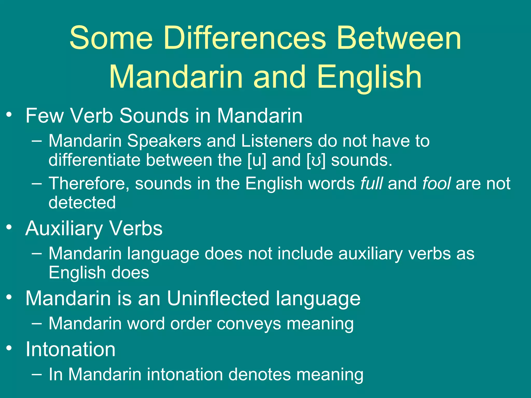 English mandarin comparision presentation | PPT