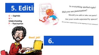 C - Capitals
U -
Understanding
P - Punctuation
S - Spelling
5. Editing
6.
Publishing/Sha
Good job!
 