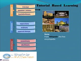 εισαγωγή
υλοποίηση
αποτελέσματα

έναυσμα

Tutorial Based Learning

προαπαιτ. γνώσεις
(προ)αξιολόγηση

παρουσίαση
συζήτηση
πρακτική-άσκηση

ανασκόπηση
αξιολόγηση

Rome
From Wikipedia, the free
encyclopedia

 