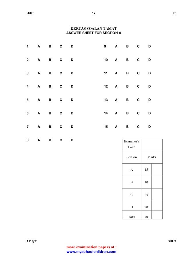 Kertas Soalan Tamat In English - Malacca t