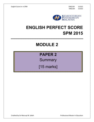 English perfect score spm 2015