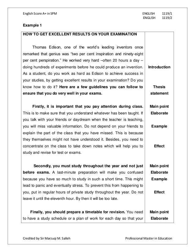 Example spm english essay