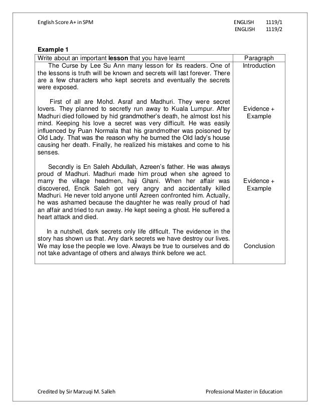 Spm 2006 English Paper 1 Answer Continuous Writing About Friends