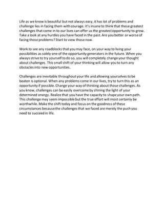 example of persuasive essay about turning challenges into opportunities