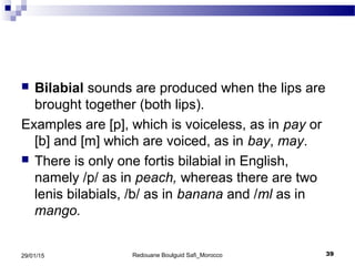 Bilabials Examples English phonetics redouane boulguid ensa_safi_morocco | PPT