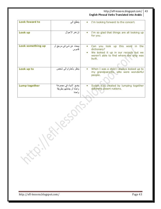 English Phrasal Verbs Translated Into Arabic