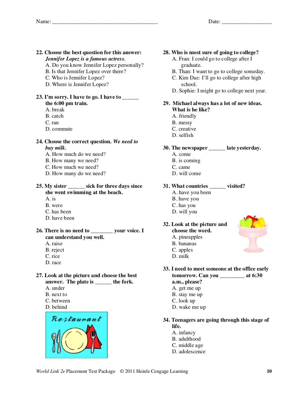 English Placement Test