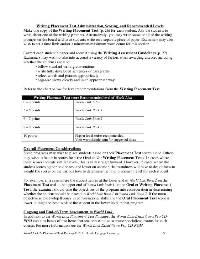 english placement test compass test score chart