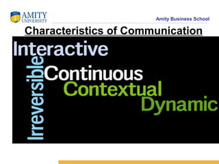 Amity Business School
Characteristics of Communication
 