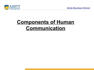 Amity Business School
Components of Human
Communication
 