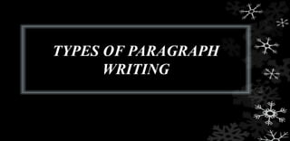 TYPES OF PARAGRAPH
WRITING
 