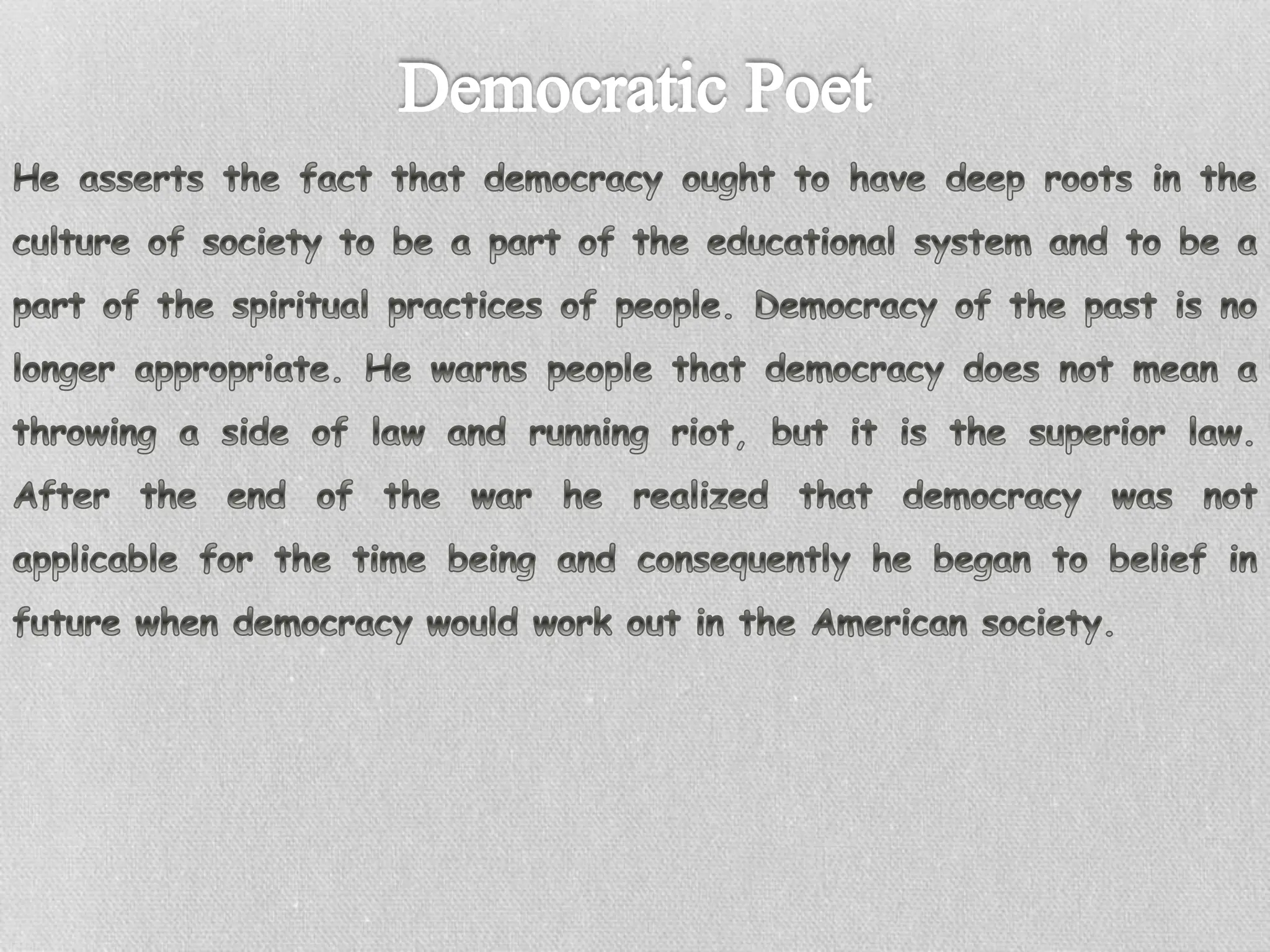 English research project on Walt Whitman poetry