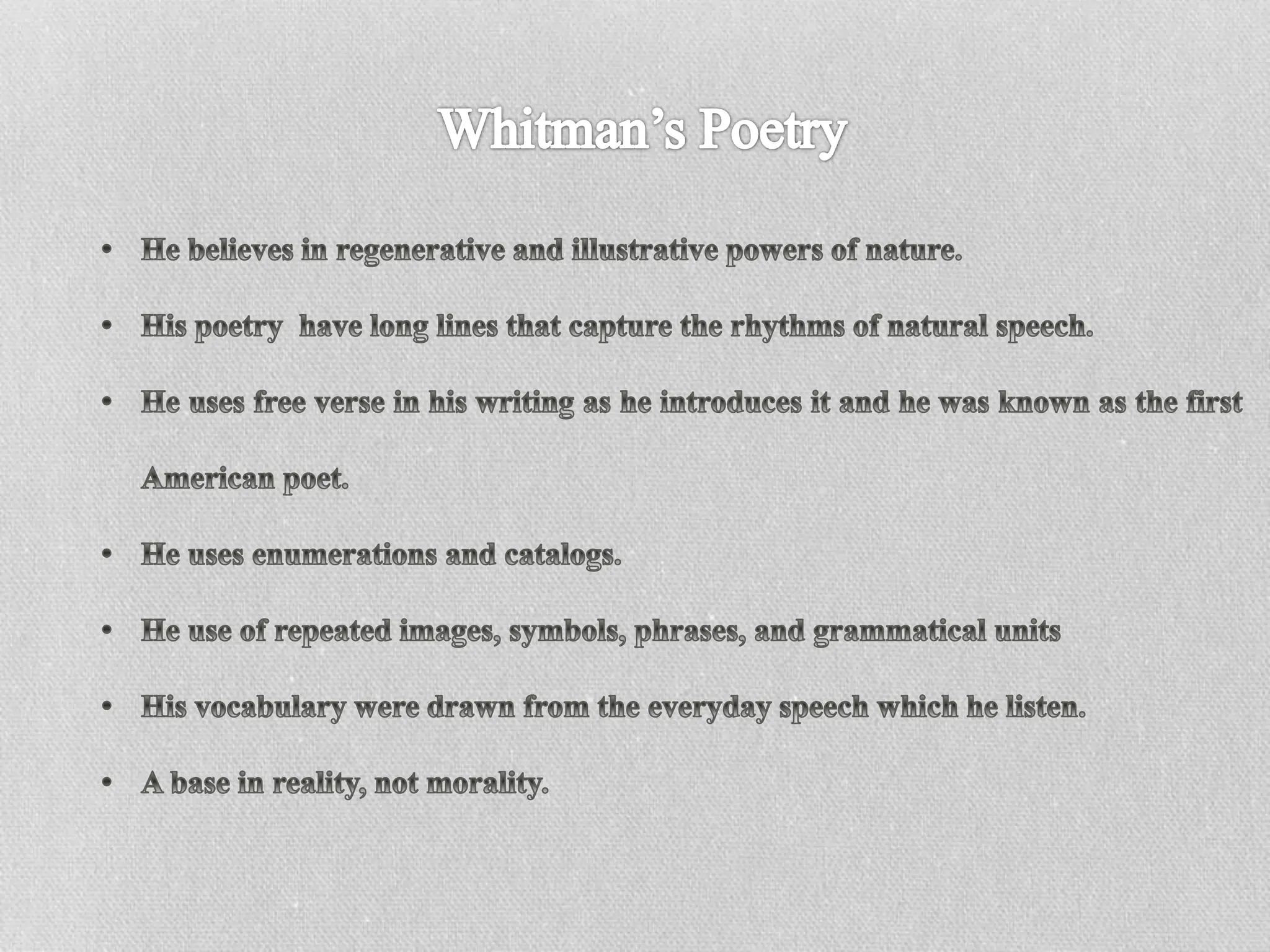 English research project on Walt Whitman poetry
