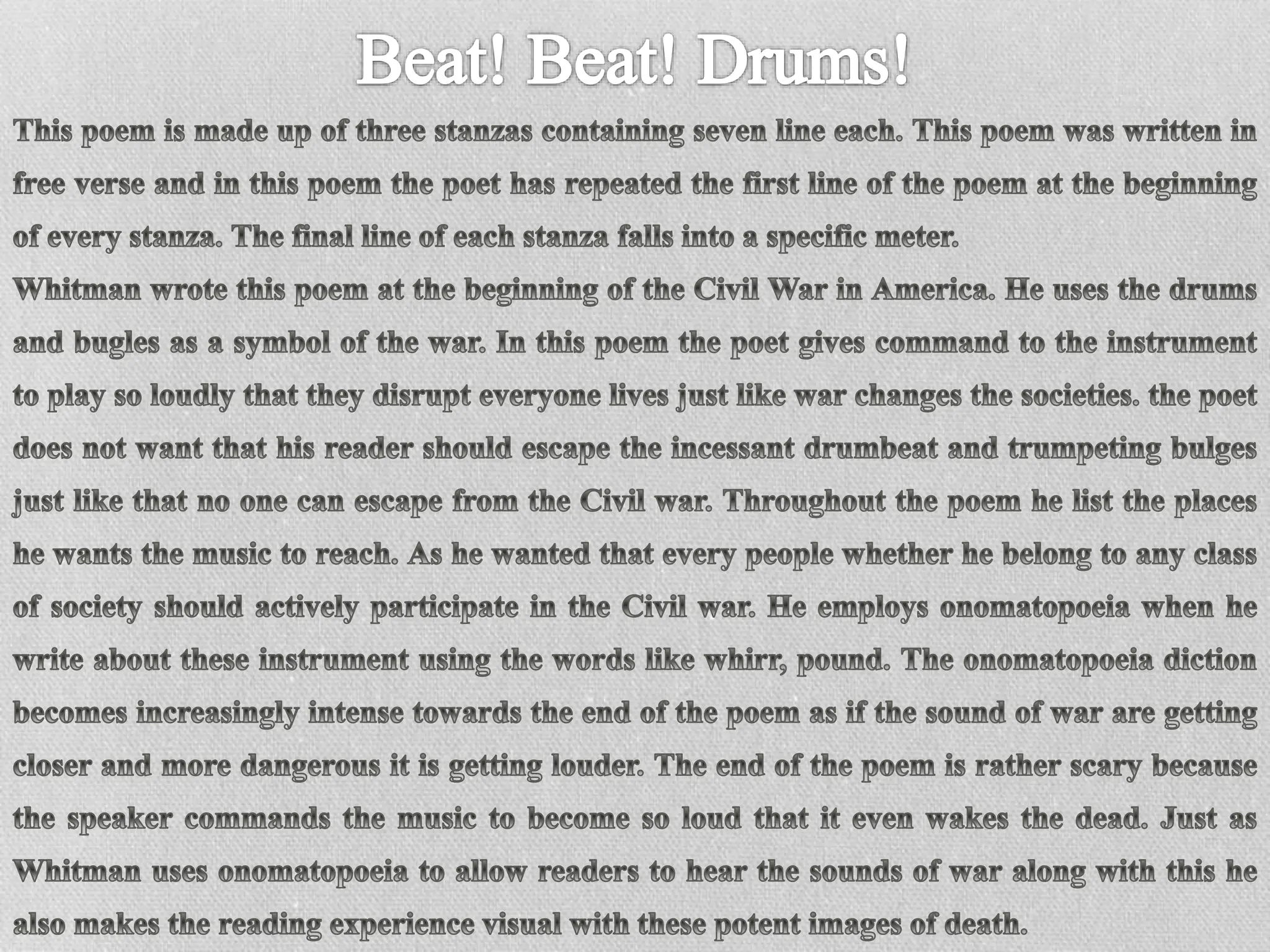 English research project on Walt Whitman poetry