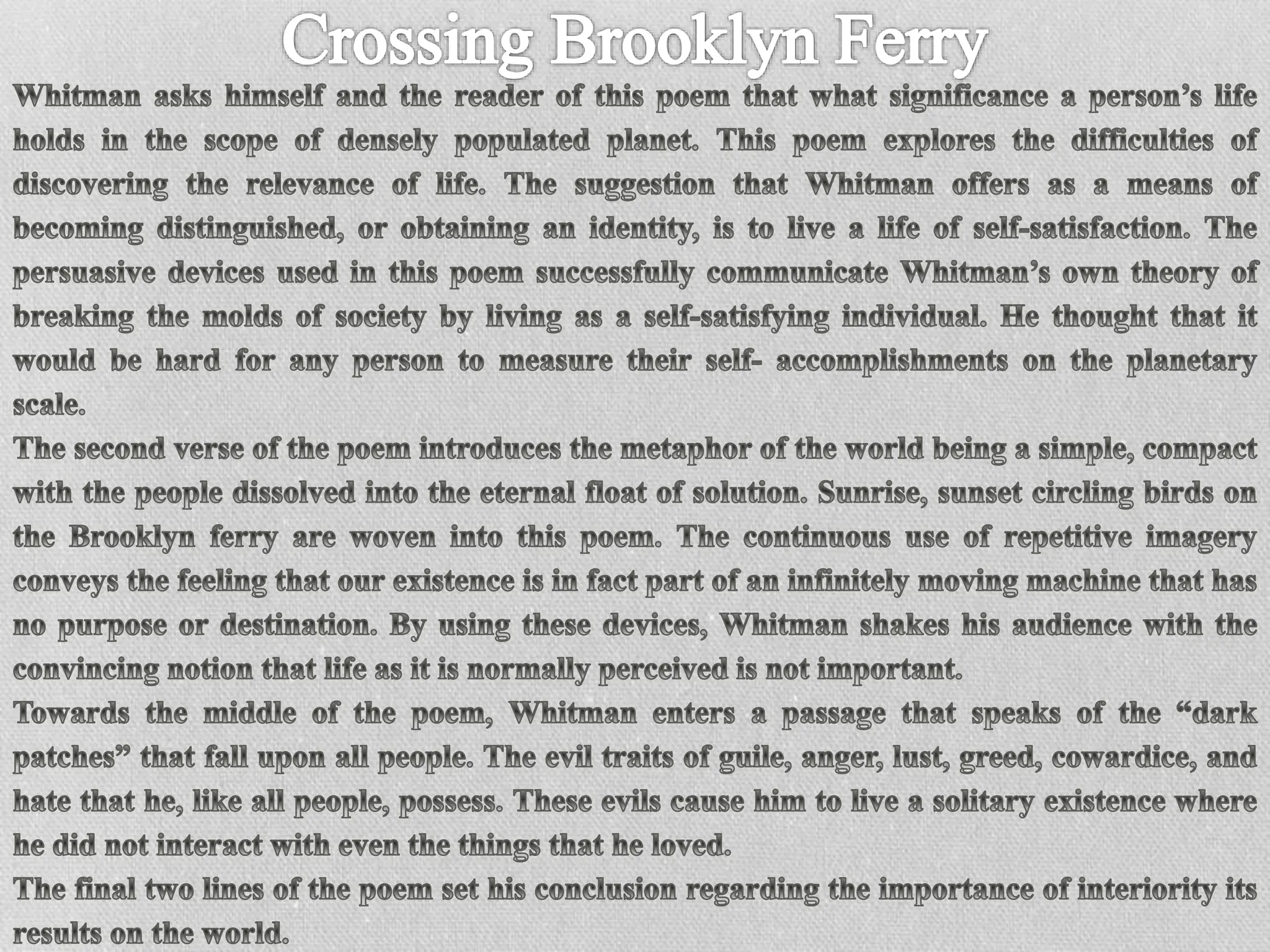 English research project on Walt Whitman poetry