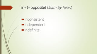 English prefixes, meaning and their usage | PPTX