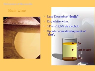 Viticulture of ManzanillaTheharvestEarly grape ripeness (September).AverageBaumelevelsbetween11 & 12º.90% manual harvest.Need of a quickharvestprocess