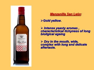 … and alcoholiccontentElaboration of ManzanillaImportantissuesduringthebiologicalageingEnviromentalissuesTemperature & % humidity at thecellarOxígenovertheveilsurface and winetemperatureSpecies of yeast in theveil of flor