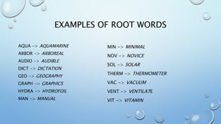 english presentation about prefix, suffix, and root words | PPTX