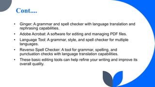 Spellchecker Reverso Writing editing in English for Refine The content, coherence ...