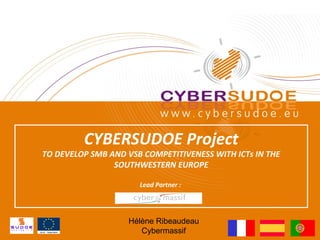 CYBERSUDOE Project
TO DEVELOP SMB AND VSB COMPETITIVENESS WITH ICTs IN THE
                SOUTHWESTERN EUROPE

                      Lead Partner :




                   Hélène Ribeaudeau
                      Cybermassif
 