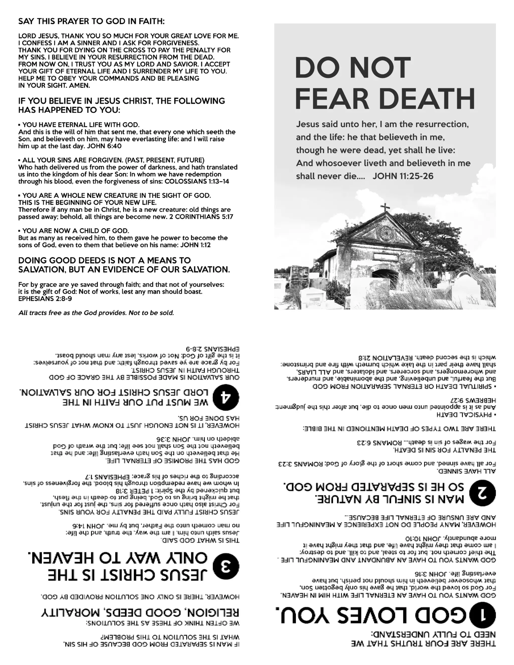 English Printable Do Not Fear Death Gospel Tract (Letter Size 8.5 x 11 inches) PDF