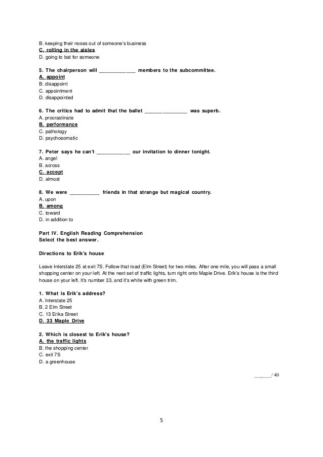 Business English Test With Answers Pdf