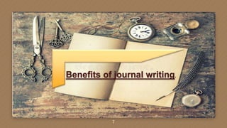 BIG CONCEPT
Bring the attention of your audience over a key concept using icons or illustrations
7
Benefits of journal writing.
 