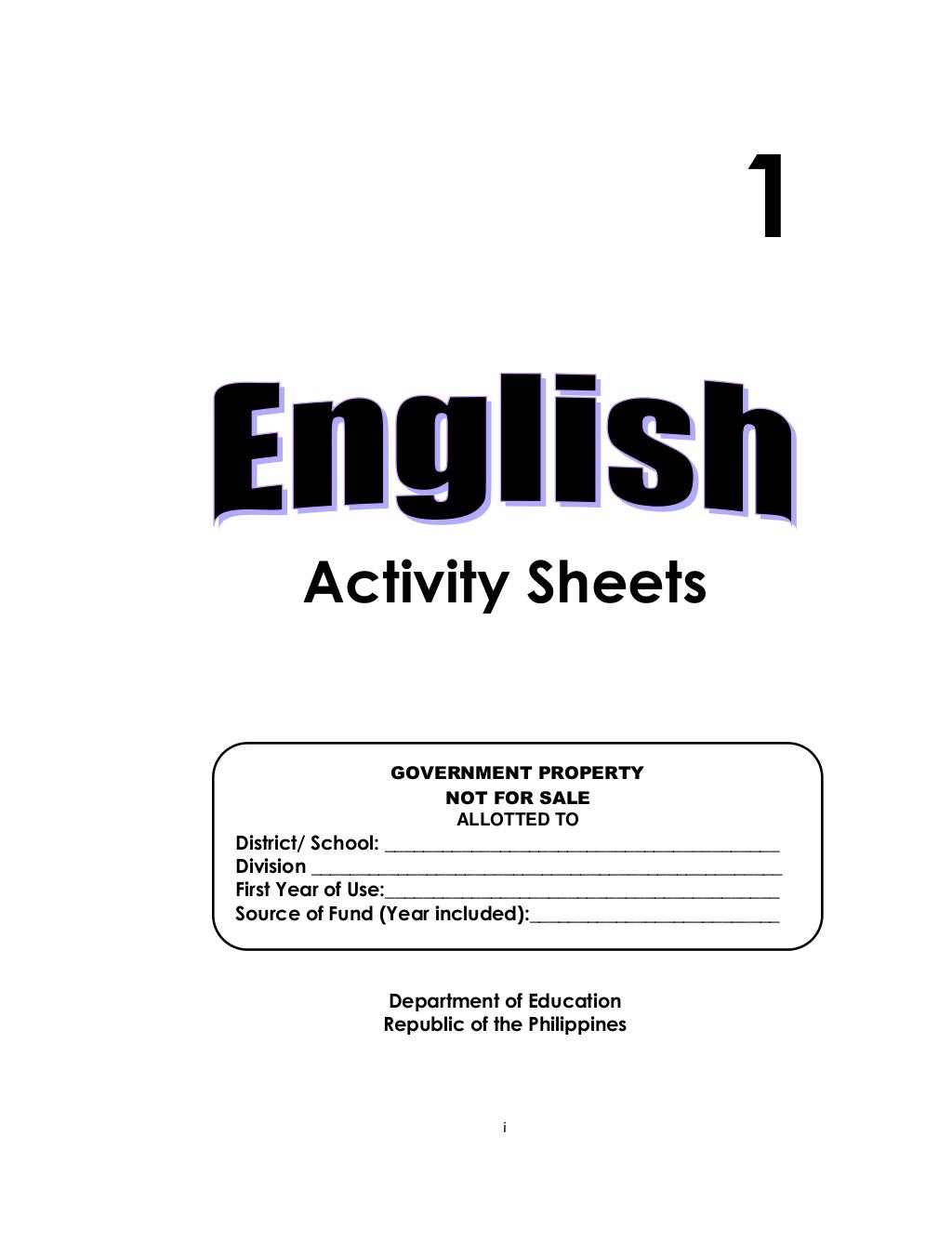 K TO 12 GRADE 1 LEARNING MATERIAL IN ENGLISH (Q3Q4)