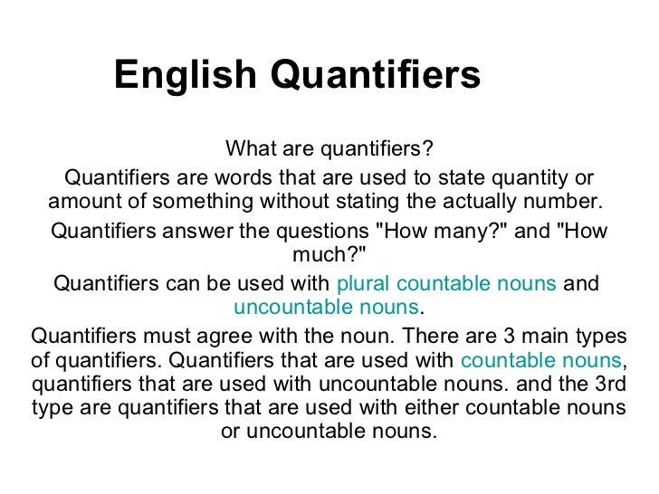 English Quantifiers
