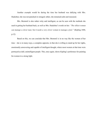 Kipling Method Example Kipling's portrayal of women in Plain Tales from the Hills - literary ...