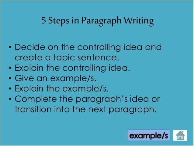 What are the steps in writing a good paragraph