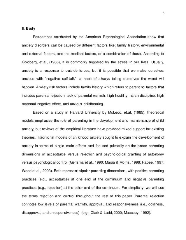 How to write a research paper on anxiety disorders of